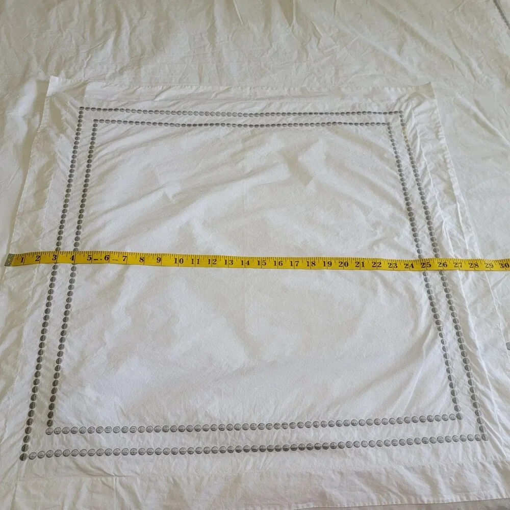 Pottery Barn Teen Full Queen Mixed 3 Pc Duvet & Shams White Gray Dot Embroidered